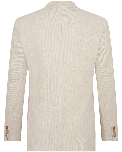 Linen Cotton Stripe Blazer - Sand